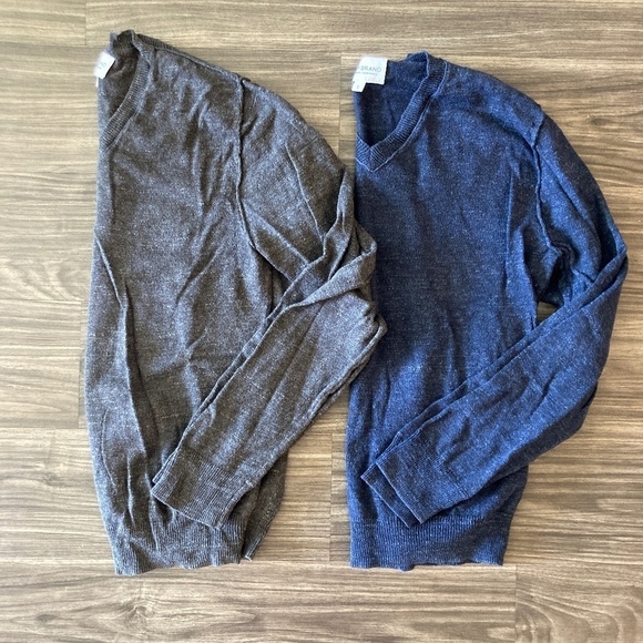 Bundle Lucky Brand Dark Grey + Navy Blue Men's V Neck Long Sleeve Sweater Small - Picture 1 of 8